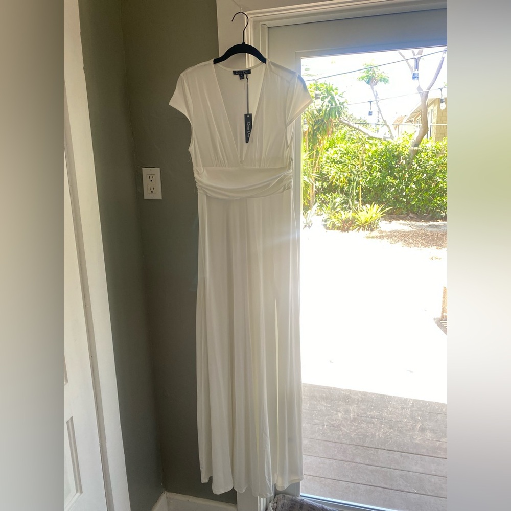 White Short Sleeve Maxi Dress with Slit. New with Tags.